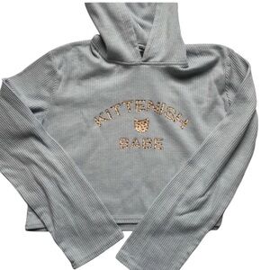 Kittenish waffle knit cropped pullover hoodie size XL